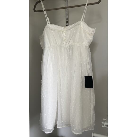 NWT Lulus White Swiss Dot Babydoll Mini Dress Women’s Small - Picture 10 of 10